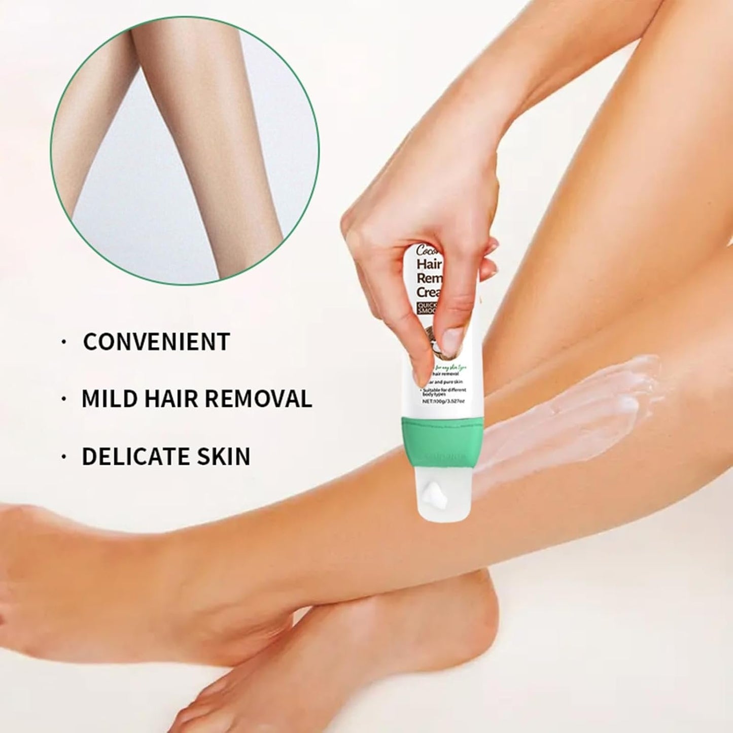 Coconut Oil Depilatory Cream,Gentle Hair Removal for All Skin Types