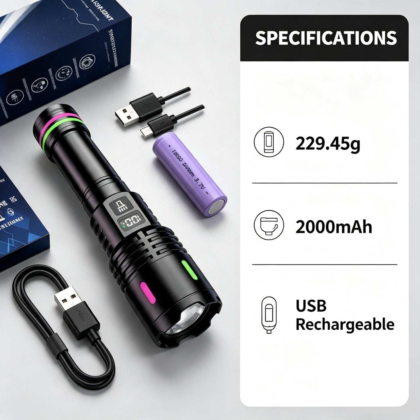 ✨high-power flashlight with bright telescopic zoom light