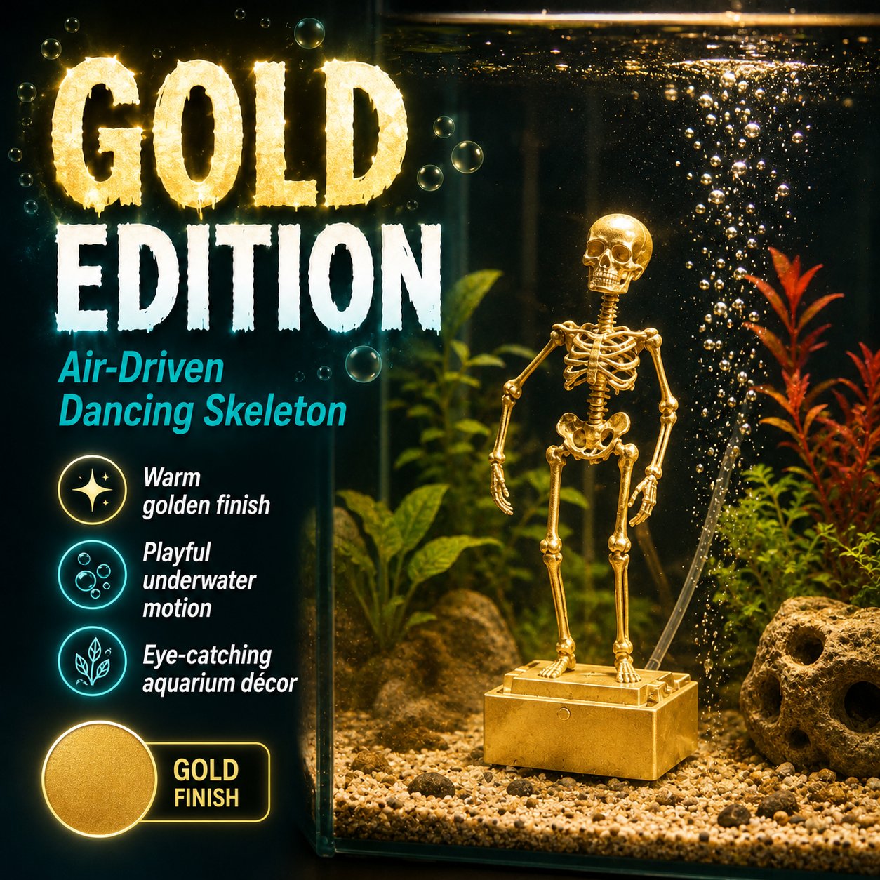 Air-Driven Dancing Skeleton Aquarium Ornament