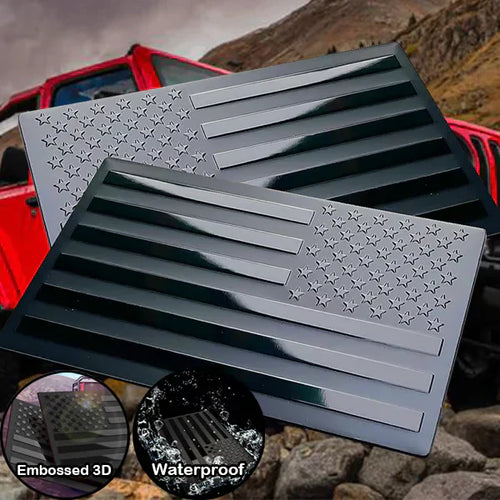 3D All-Black American Flag Emblem Decal