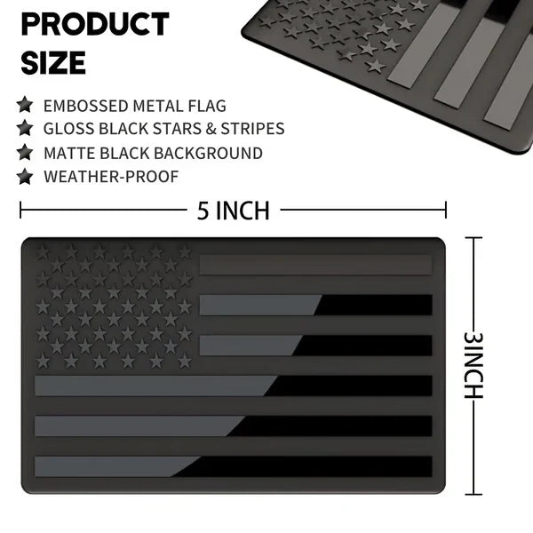 3D All-Black American Flag Emblem Decal
