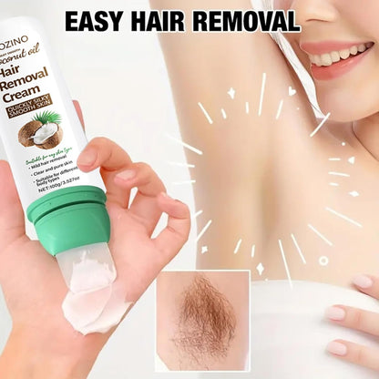 Coconut Oil Depilatory Cream,Gentle Hair Removal for All Skin Types 