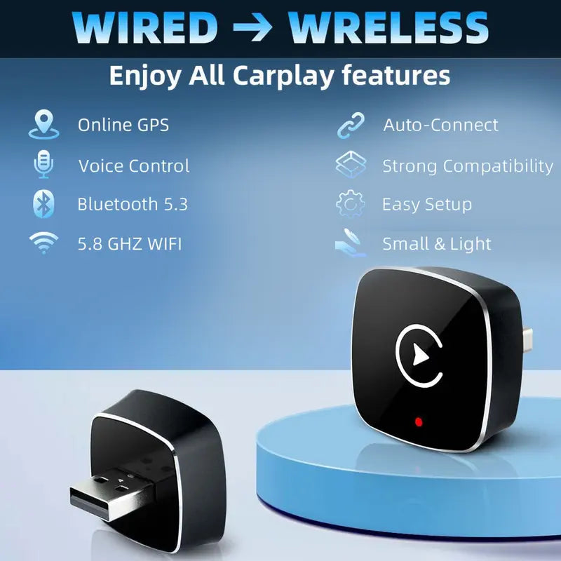 2025 Wireless CarPlay Adapter for iPhone & Android – Fast, No-Lag, Hands-Free