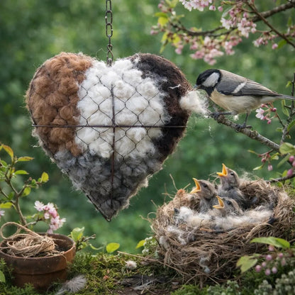 ☁ Handmade Alpaca Fiber Bird Nesting Heart 🏡