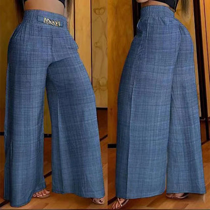 🔥Damen-Hose mit hohem Bund, weitem Bein und Gürtelakzent💓2 kaufen, versandkostenfrei