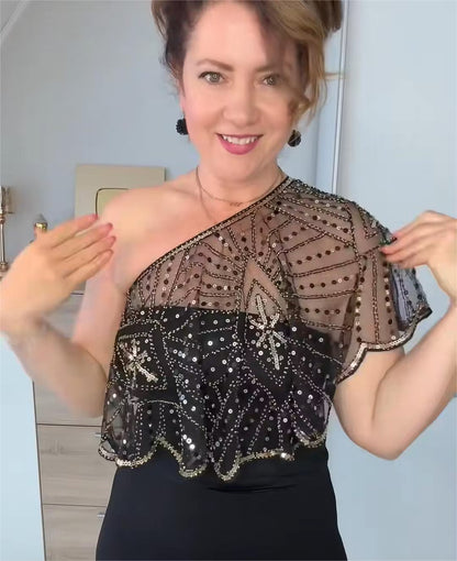 Vintage Lace Beaded Shawl