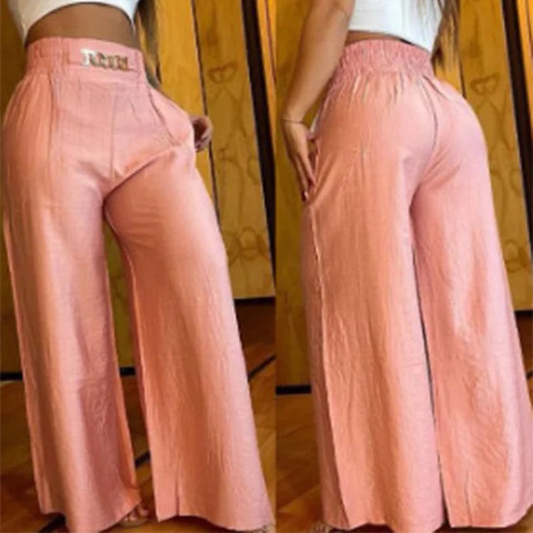 🔥Damen-Hose mit hohem Bund, weitem Bein und Gürtelakzent💓2 kaufen, versandkostenfrei