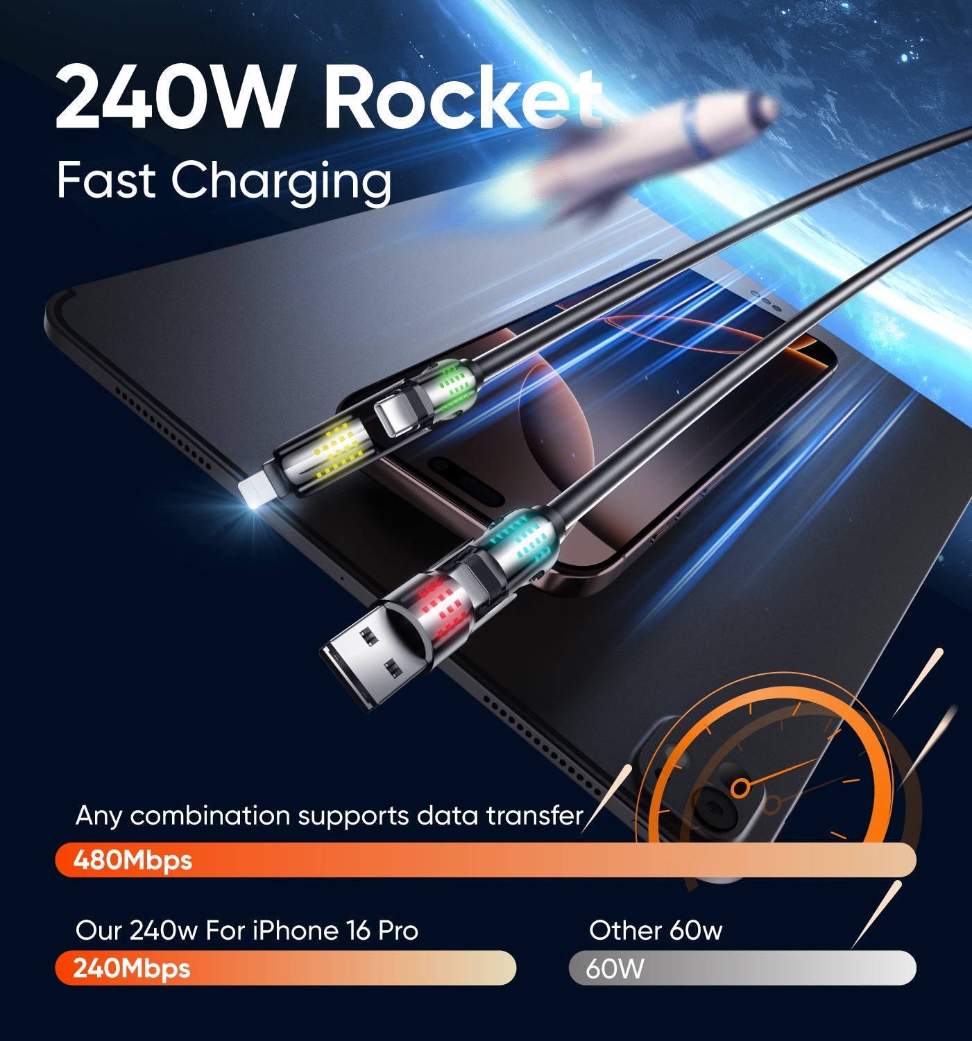 MAGIC JOHN 4-in-1 USB Charging Cable mFish fast charging