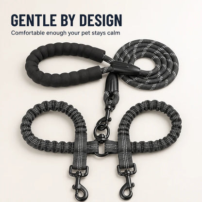 Dual-Dog Shock Absorbing Bungee Leash