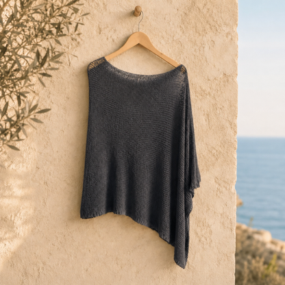 Premium One-Shoulder Knit Poncho