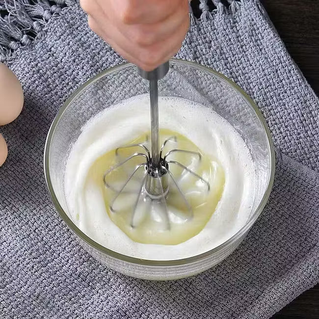 Best sale 50% OFF💥 Semi-Automatic Stainless Steel Push Rotary Whisk Mixer Set