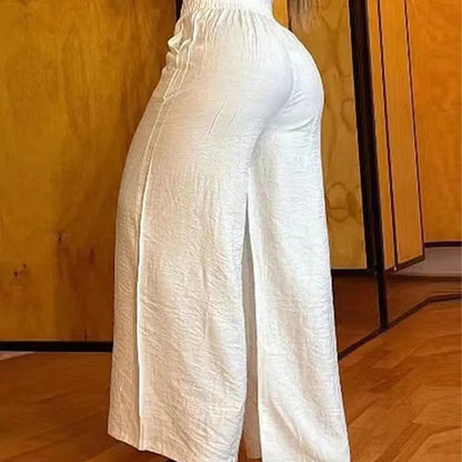 🔥Damen-Hose mit hohem Bund, weitem Bein und Gürtelakzent💓2 kaufen, versandkostenfrei
