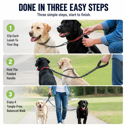 Dual-Dog Shock Absorbing Bungee Leash