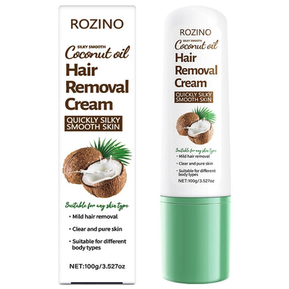Coconut Oil Depilatory Cream,Gentle Hair Removal for All Skin Types 