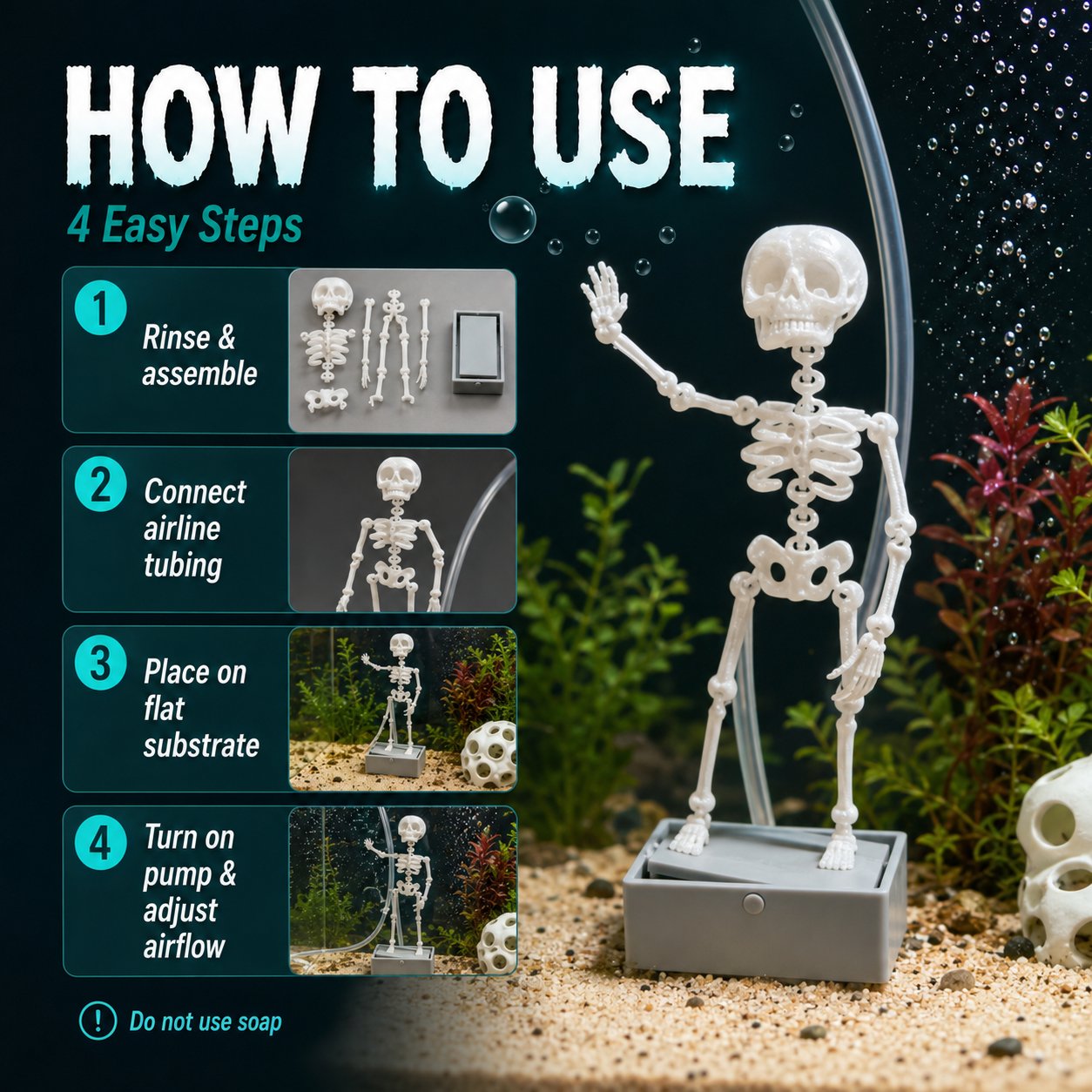 Air-Driven Dancing Skeleton Aquarium Ornament