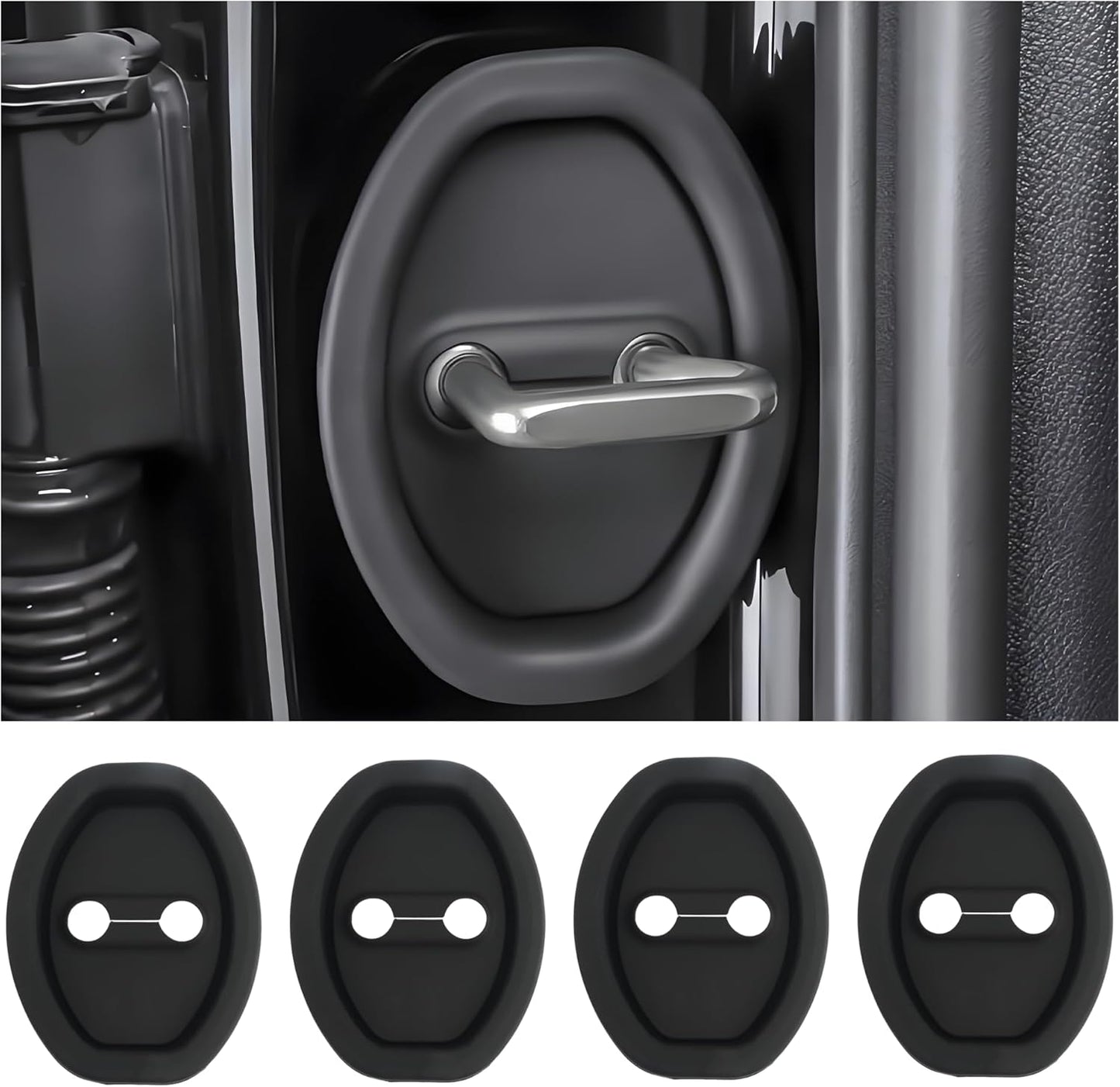 Universal Silicone Car Door Latch Covers – 4PCS Anti-Rust Noise Dampers