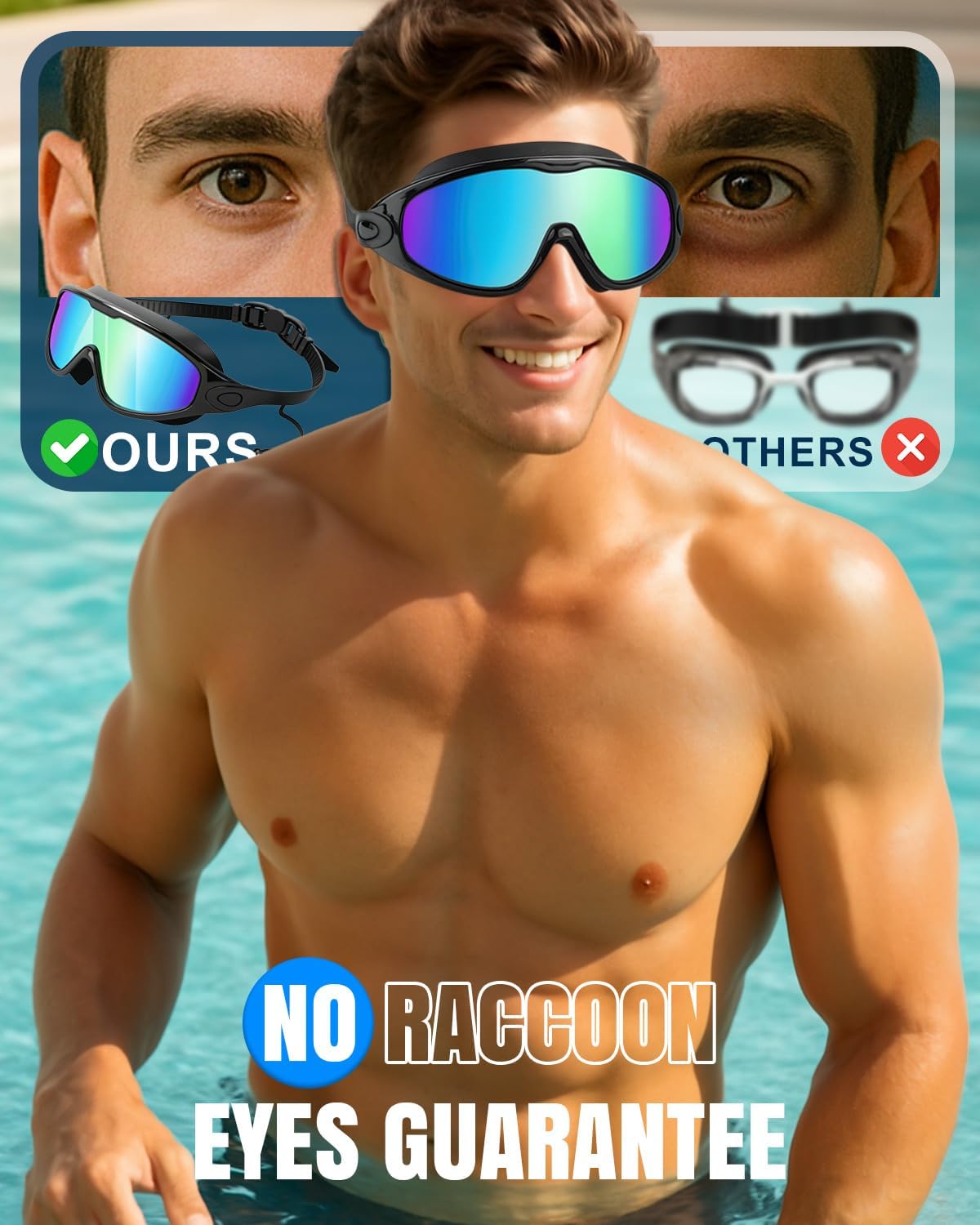 Weitwinkel-Schwimmbrille mit Antibeschlag- und UV-Schutz, Unisex