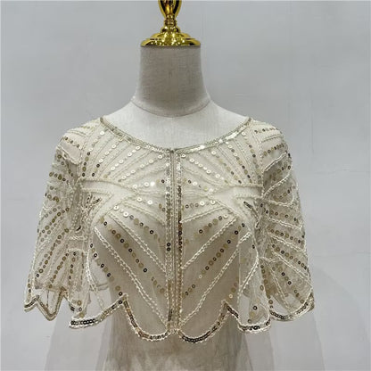Vintage Lace Beaded Shawl