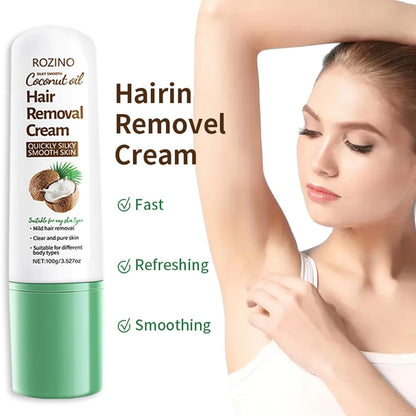 Coconut Oil Depilatory Cream,Gentle Hair Removal for All Skin Types 