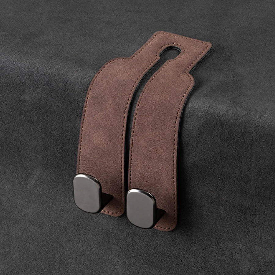 TwinHook Leather Car Headrest Hangers