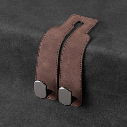 TwinHook Leather Car Headrest Hangers
