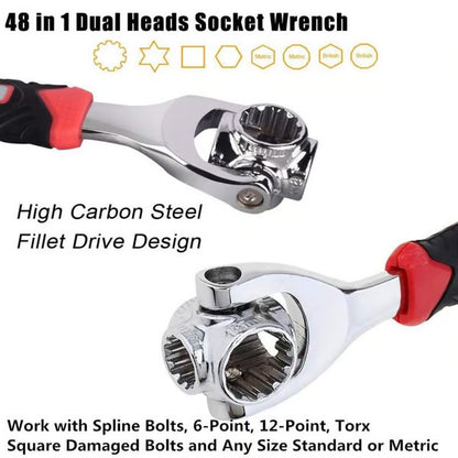 52 in 1 Socket Wrench Tool,Universal Wrench with Multifunction 360 Degree Rotating Head