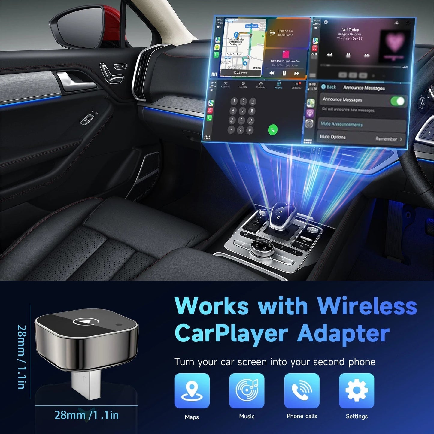 2025 Wireless CarPlay Adapter for iPhone & Android – Fast, No-Lag, Hands-Free