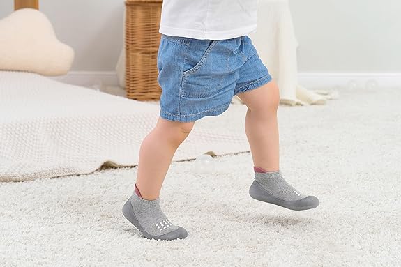 Baby Sock Shoes Toddler Walking Shoes Infant Non-Slip Slippers Soft Rubber Sole Sneakers for Baby Boys Girls