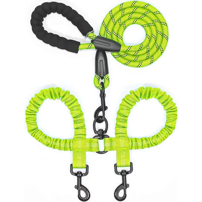 Dual-Dog Shock Absorbing Bungee Leash