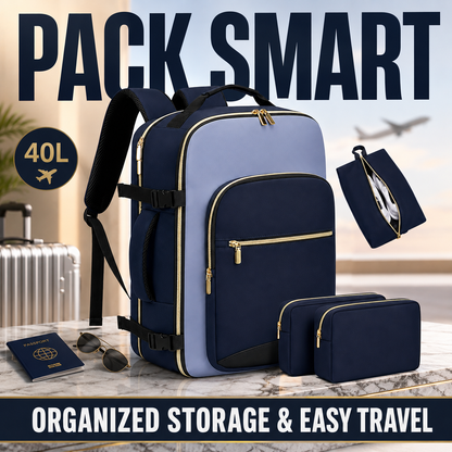4Pcs Large Travel Backpack, 40L