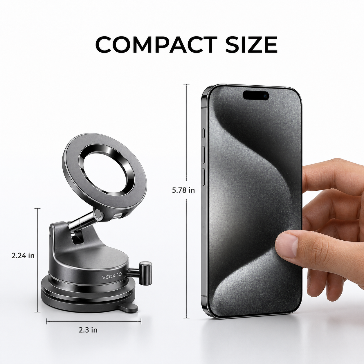 Suction Cup Phone Mount, Vacuum Magnetic Phone Holder, 360° Adjustable for MagSafe Car Holder