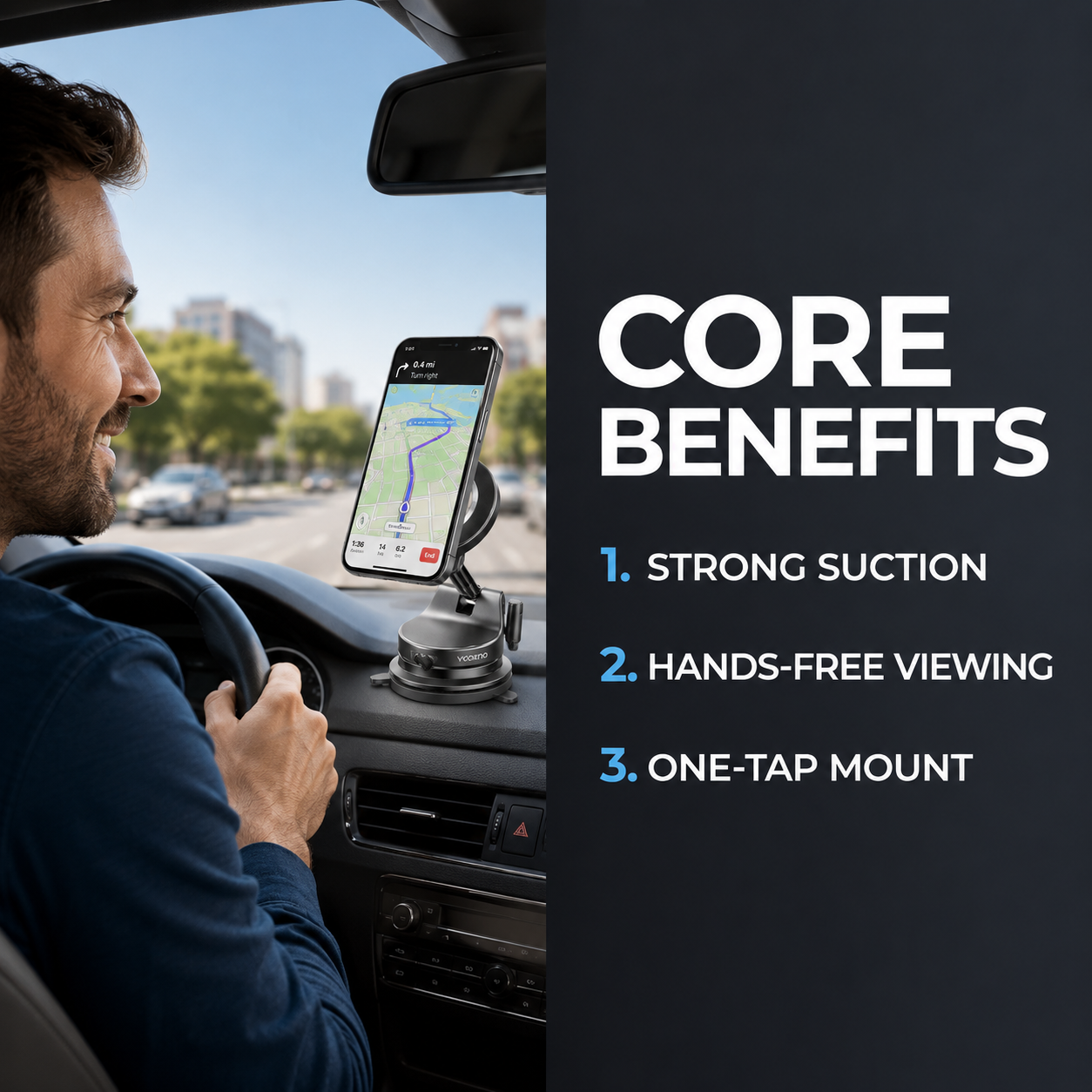 Suction Cup Phone Mount, Vacuum Magnetic Phone Holder, 360° Adjustable for MagSafe Car Holder