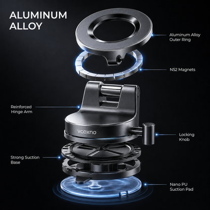 Suction Cup Phone Mount, Vacuum Magnetic Phone Holder, 360° Adjustable for MagSafe Car Holder