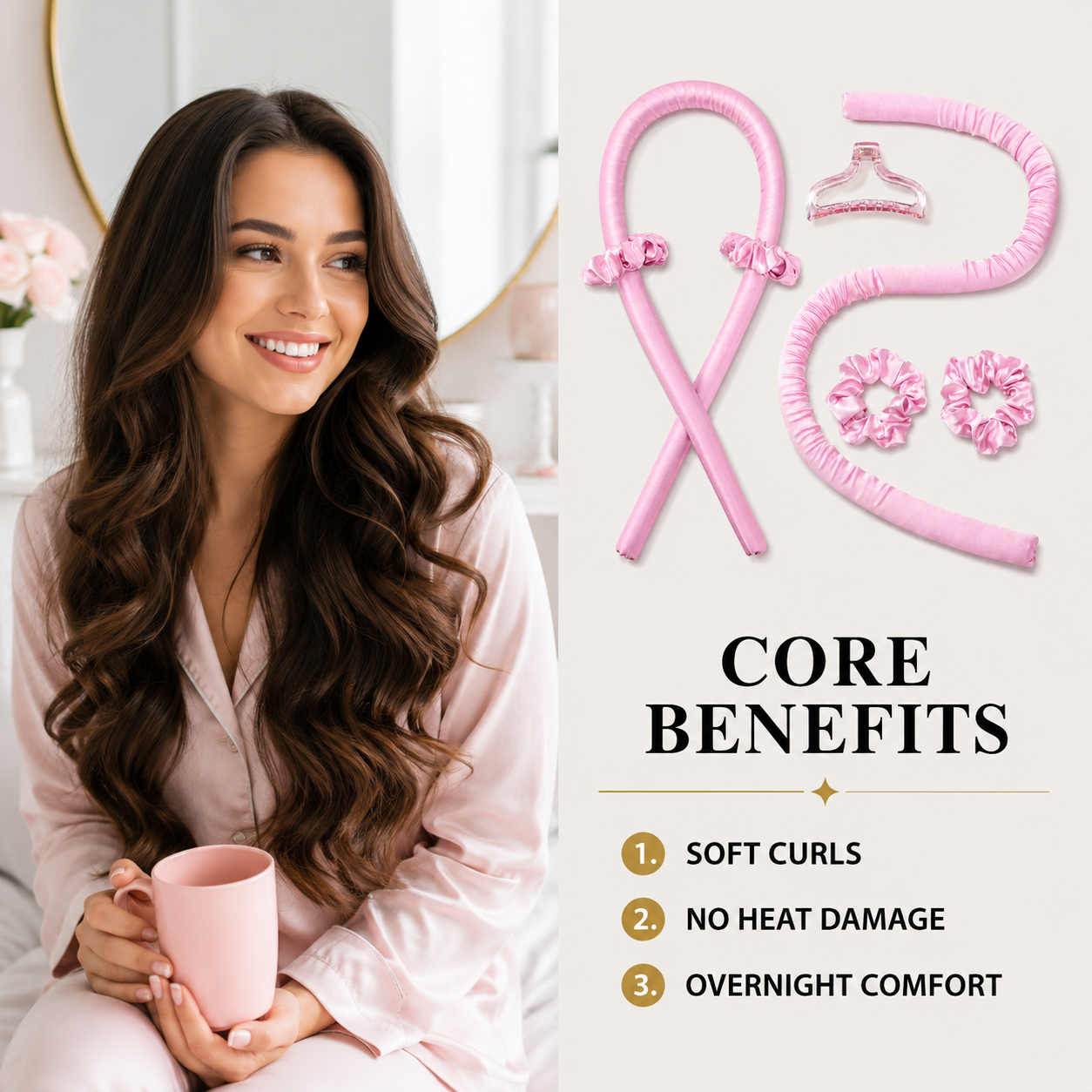 Heatless Curls in Mulberry Silk