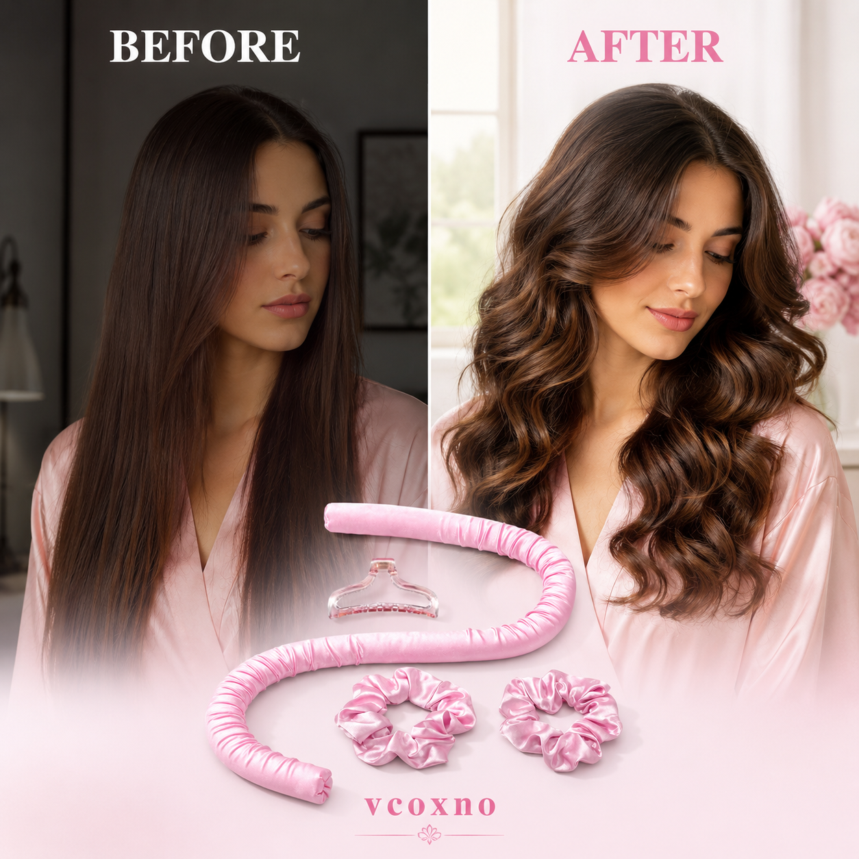 Heatless Curls in Mulberry Silk