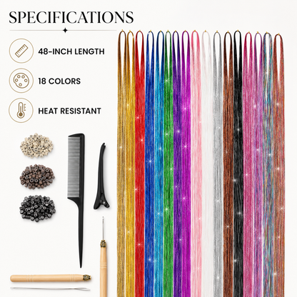 hair tinsel kit 48 inch 18 colors 4320 strands tinsel hair