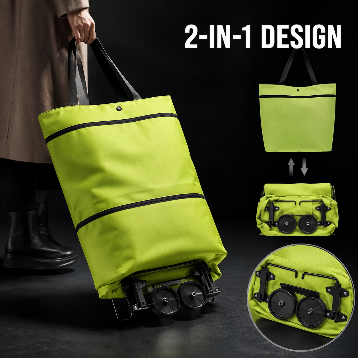 Collapsible Cart Bag with Wheels – Reusable & Portable