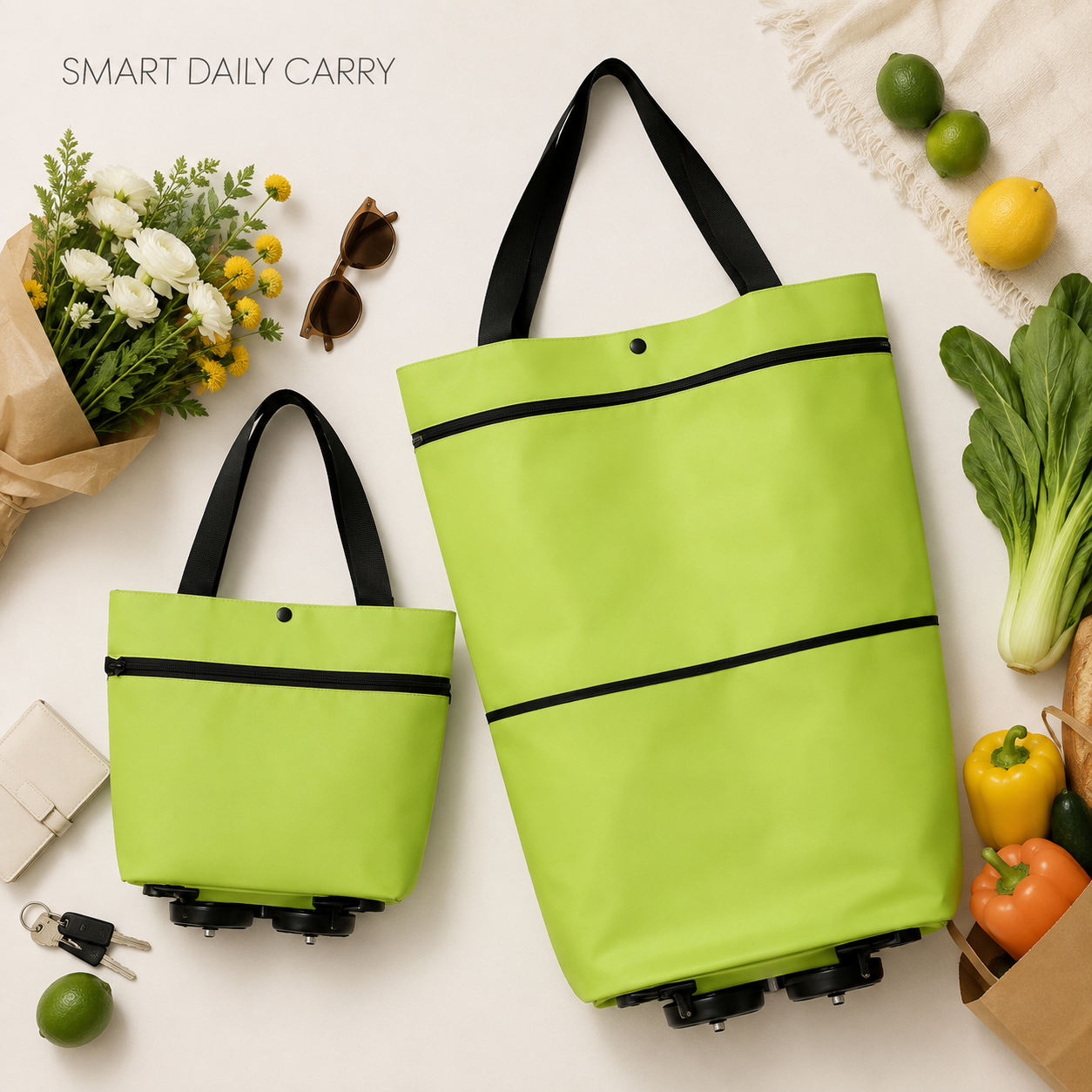Collapsible Cart Bag with Wheels – Reusable & Portable