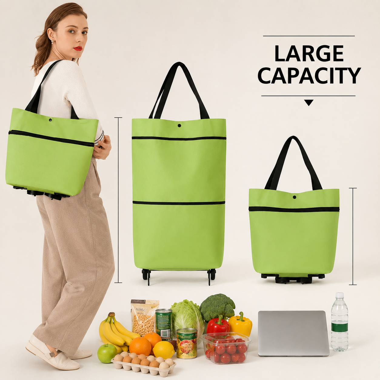 Collapsible Cart Bag with Wheels – Reusable & Portable