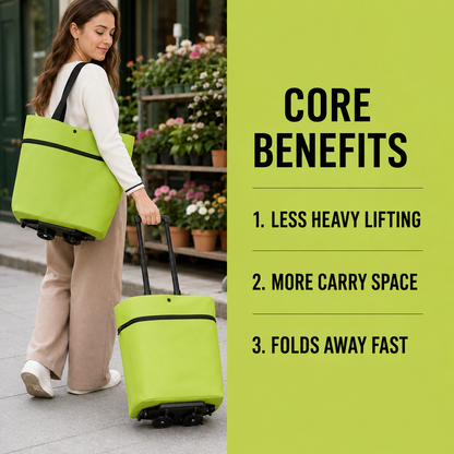 Collapsible Cart Bag with Wheels – Reusable & Portable