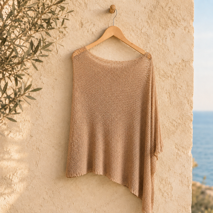 Premium One-Shoulder Knit Poncho