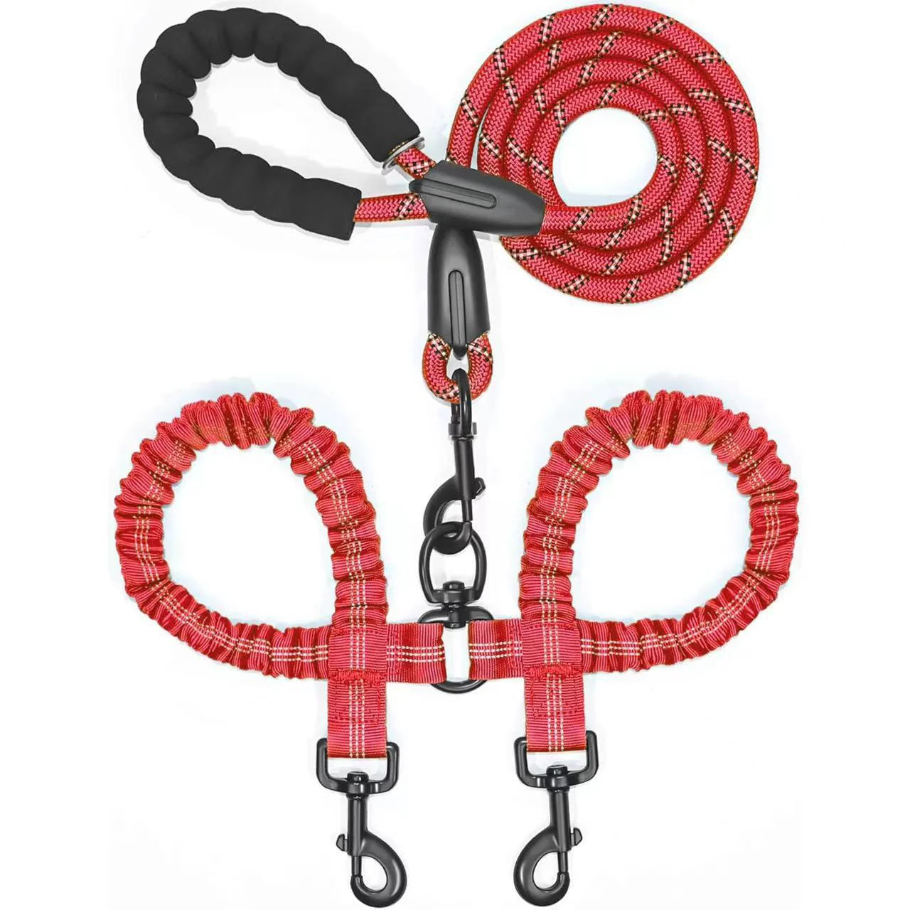 Dual-Dog Shock Absorbing Bungee Leash