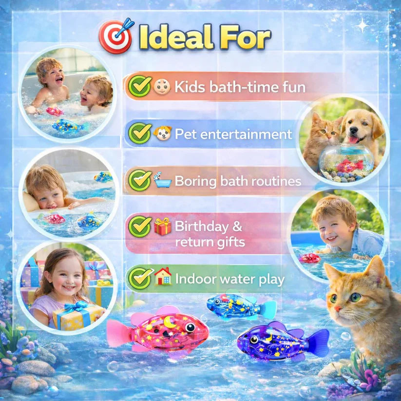 Magic Glowing Robot Fish (4-Pack) - Water-Activated LED Swimming Toys 🐠✨