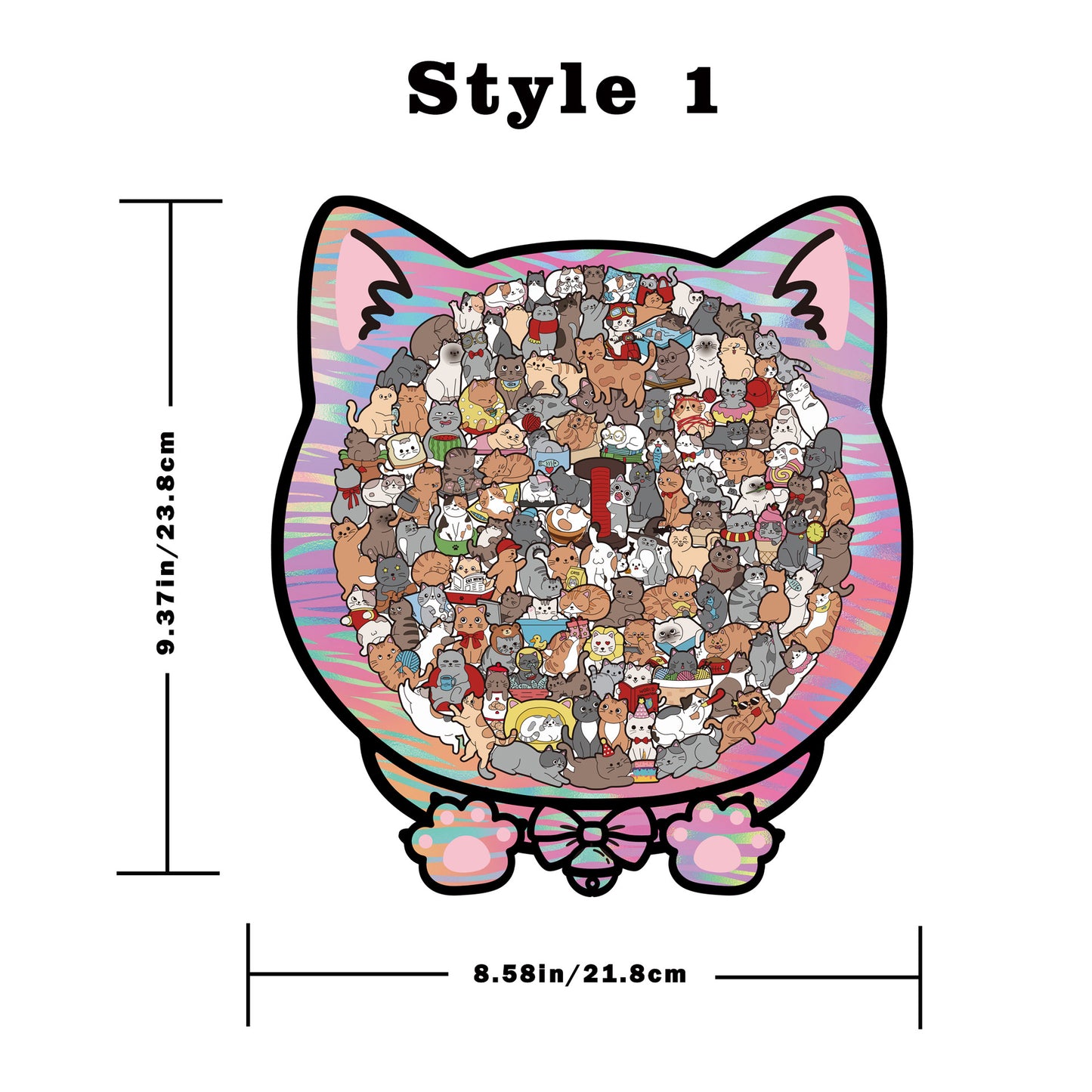 135-Piece Morandi-Birch Wood Cat Puzzle