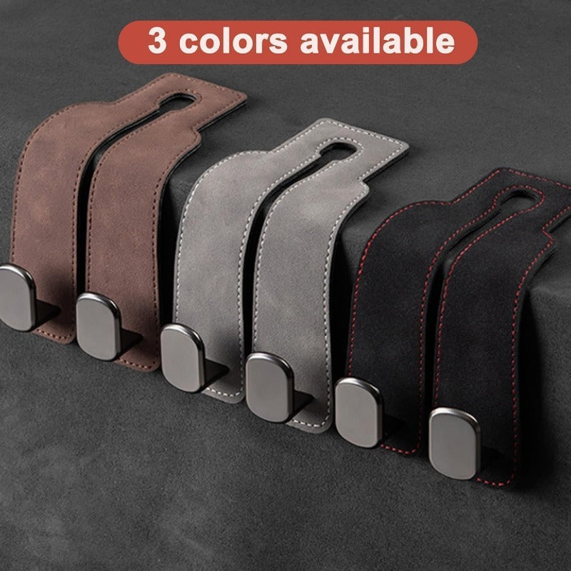 TwinHook Leather Car Headrest Hangers