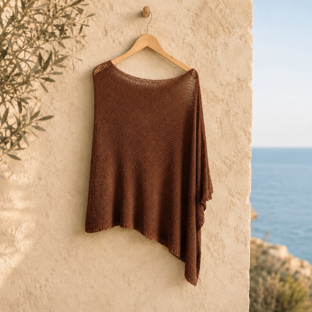 Premium One-Shoulder Knit Poncho