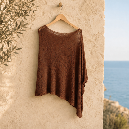 Premium One-Shoulder Knit Poncho