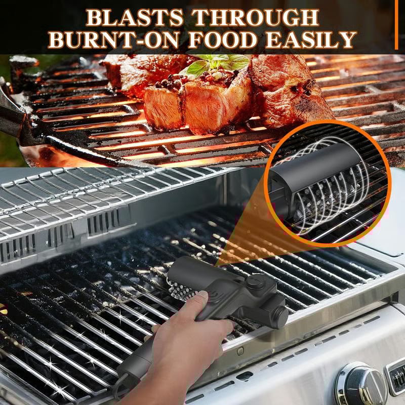 Electric BBQ Grill Brush Cordless and Rechargeable Stainless Steel Bristles,Two Cleaning Brushes,Adjustable Angle