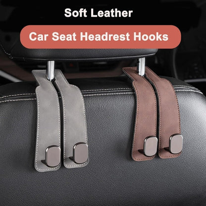 TwinHook Leather Car Headrest Hangers