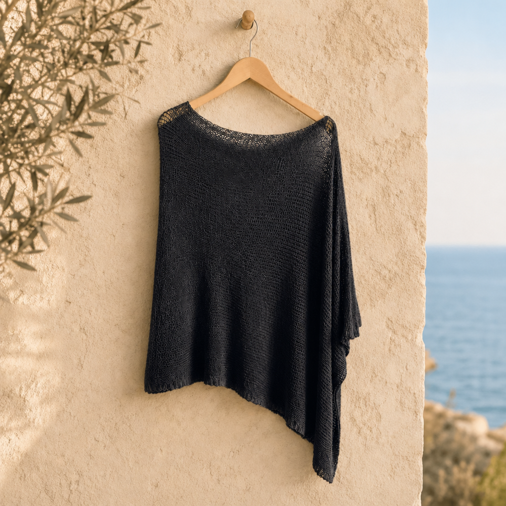 Premium One-Shoulder Knit Poncho